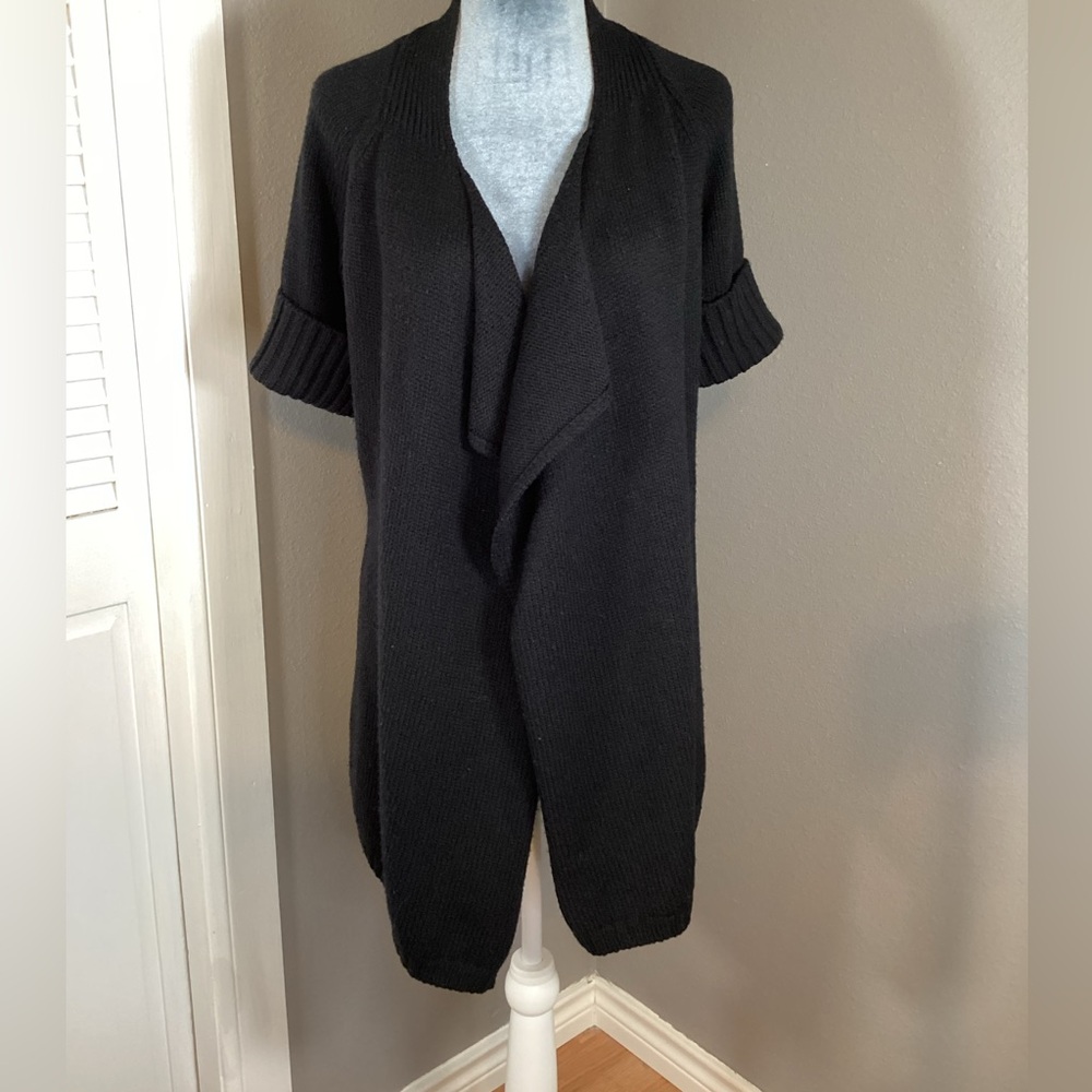 Vince Short Sleeve Open Drape Cardigan Black Size S